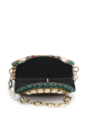 Metal Mirage Concentric Motif Embellished Clutch