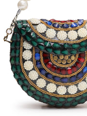 Metal Mirage Concentric Motif Embellished Clutch