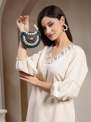 Metal Mirage Concentric Motif Embellished Clutch