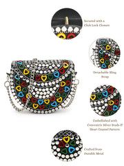 Metal Mirage Studs Mosaic Clutch