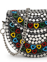 Metal Mirage Studs Mosaic Clutch