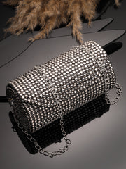 Metal Mirage Studded Mosaic Clutch