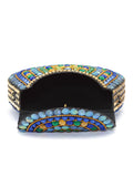 Mosaic Embellished Metal Halfmoon Clutch