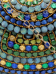 Mosaic Embellished Metal Halfmoon Clutch