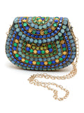 Mosaic Embellished Metal Halfmoon Clutch