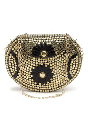 Mosaic Embellished Metal Clutch