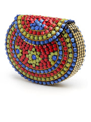Mosaic Embellished Metal Clutch