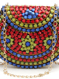 Mosaic Embellished Metal Clutch