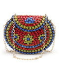 Mosaic Embellished Metal Clutch