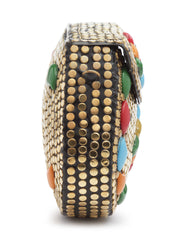 Mosaic Embellished Metal Clutch