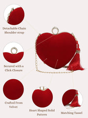 Amour Heart Shaped Solid Velvet Clutch
