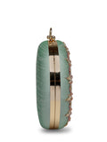 Anekaant Adorn Sage & Multi Floral Embellished Faux Silk Clutch