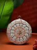 Anekaant Adorn Sage & Multi Floral Embellished Faux Silk Clutch