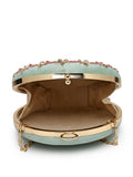 Anekaant Adorn Sage & Multi Floral Embellished Faux Silk Clutch