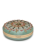 Anekaant Adorn Sage & Multi Floral Embellished Faux Silk Clutch