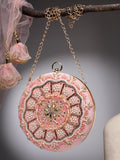 Anekaant Adorn Sage & Multi Floral Embellished Faux Silk Clutch