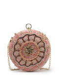 Anekaant Adorn Sage & Multi Floral Embellished Faux Silk Clutch