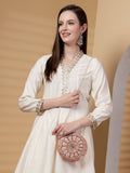 Anekaant Adorn Sage & Multi Floral Embellished Faux Silk Clutch