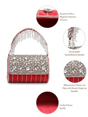 Crystal Cascade Suede Clutch