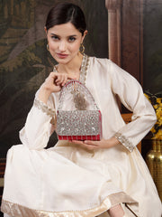 Crystal Cascade Suede Clutch