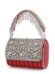 Crystal Cascade Suede Clutch