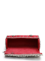 Crystal Cascade Suede Clutch