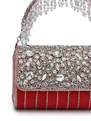 Crystal Cascade Suede Clutch
