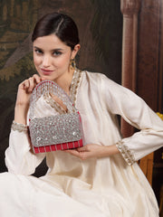 Crystal Cascade Suede Clutch