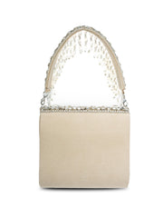 Crystal Cascade Stone Embellished Suede Clutch
