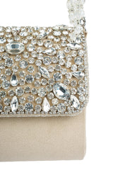 Crystal Cascade Stone Embellished Suede Clutch
