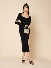 Crystal Cascade Stone Embellished Suede Clutch