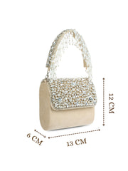 Crystal Cascade Stone Embellished Suede Clutch