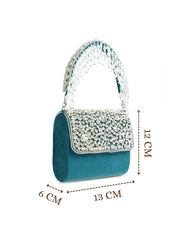 Crystal Cascade Stone Embellished Suede Clutch