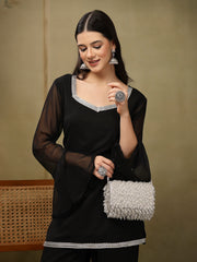 Crystal Cascade White & Silver Crystal Fringe Embellished Suede Clutch