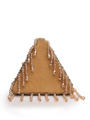 Fringe Flirt Gold Cluster Embellished Suede Clutch