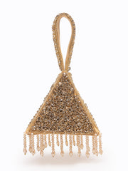 Fringe Flirt Gold Cluster Embellished Suede Clutch