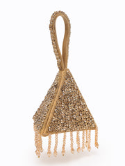 Fringe Flirt Gold Cluster Embellished Suede Clutch
