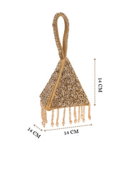 Fringe Flirt Gold Cluster Embellished Suede Clutch