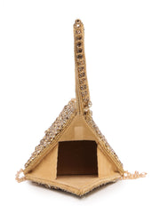Fringe Flirt Gold Cluster Embellished Suede Clutch