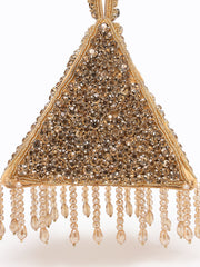 Fringe Flirt Gold Cluster Embellished Suede Clutch