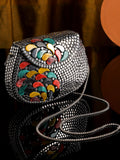 Mosaic Stone Work Embellished Metal Clutch