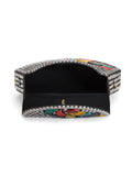 Mosaic Stone Work Embellished Metal Clutch