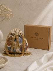 Dangle Floral Embellished Potli with signature gift box | Wedding Gift for Women