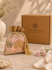 Dangle Floral Embellished Wedding Favor Potli with signature gift box | The Perfect Bridesmaid Keepsake