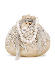 Dangle Floral Embellished Wedding Favor Potli Set of 10 | Luxury Wedding Welcome Gift Bags