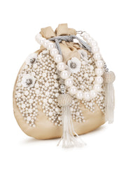 Dangle Floral Embellished Wedding Favor Potli Set of 10 | Luxury Wedding Welcome Gift Bags