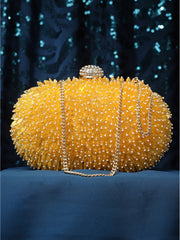 Adorn Bead Work Embellished Canvas Box Clutch