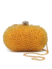 Adorn Bead Work Embellished Canvas Box Clutch