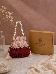 Dangle Bead Work Embellished Potli with signature gift box  | Engagement Gift for Her