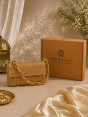 Coffer Striped Embellished Clutch with signature gift box | Wedding Gift for Women